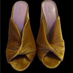 Forever 21 Twisted Velvet Mules, Mustard